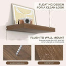 RICHFOCUS 16Inch Floating Shelves for Wall 2 Pack Shelves for Bedroom|Kitchen|Bathroom Wall Mounted Rustic Wood Floating Shelf with Invisible Brackets for Books|Storage|Decor, Walnut by CozyNest Decor