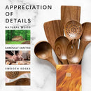 Wooden Spoons for Cooking, Nonstick Cooking Utensil Set with 7 Piece Acacia Wooden Spatulas and Spoons for Cooking, Terrific for Everyday Kitchen Tasks by CozyNest Decor