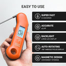 Professional Meat Thermometer Digital, Ultra-Fast 0.5 Sec Instant Read, NIST Certified ±0.5°F Accuracy, 100% Waterproof, Auto-Rotating Backlit Display, Lift-to-Wake, for BBQ/Candy, Orange&Gray by TinyTreasures Baby Boutique