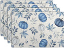 Blue Pumpkin Maple Leaves Fall Placemats Set of 4 Autumn Thanksgiving Harvest Linen Place Mat Non Slip Heat Resistant Washable Table Mats for Party Kitchen Dining Decoration by CozyNest Decor