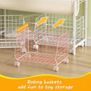 Kids Bookshelf and Toy Storage with 2 Rolling Baskets – Toddler Bookshelf, Montessori Children's Booksheves for Nursery, Small Book Shelf for Kids Rooms, Playroom Organization and Storage by TinyTreasures Baby Boutique