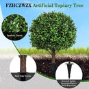 Artificial Olive Leaf Boxwood Topiary Ball Trees, Set of 2 UV Resistant 16in Outdoor Plants – Artificial Bonsai, Miniature Trees, Garden, Curb Appeal by GreenHaven Gardens