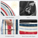 LVTXIII Outdoor Inflatable Ottoman, Fade-Resistant Round Footrest Stool D31”x H14”, Portable Patio Pouf for Garden Camping or Home Use, Stripe Red Blue by CozyNest Decor