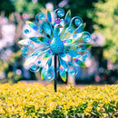 Outdoor Wind Spinner 58" Metal Peacock Wind Spinner Double Peacock Wind Sculpture for Garden Yard Patio Decoration by GreenHaven Gardens
