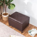 Joveco Leather Storage Ottoman Bench Rectangle 24 Inch Foot Rest Ottomans Stool for Living Room Bedroom(Brown) by CozyNest Decor