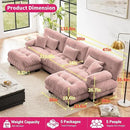 U Shaped Couch Sectional Couch, 3-Seater Cloud Couch Sectional Oversized Couch, Sofa Bed Couch with Round Bolster Armrests 5 Pillows, Modular Couch Home Sofa Living Room Couch(Pink) by CozyNest Decor