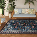 Bedroom Rug 3x5 Rug Washable Area Rug Non Slip Low Pile Vintage Floral Botanical Small Carpet for Bedroom, Bedside, Kitchen, Entryway, Kids Room, Office, Blue by TinyTreasures Baby Boutique
