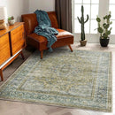 Washable Area Rug 4'x6' Traditional Floor Cover Foldable Thin Rugs Retro Kitchen Indoor Distressed Non Slip Carpet Floral Print Mat Bedroom Living Room by TinyTreasures Baby Boutique