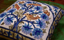 Blue Tree of Life Pillow Cover Blues Birds Floral Decorative Pillowcase Flower Outdoor Suzani Cushion Needlepoint Hand Embroidered Wool Size - 18x18 by CozyNest Decor