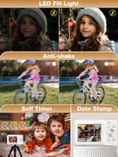 Digital Camera,FHD 1080P Kids Camera 44MP Point and Shoot Digital Cameras with 32GB Card,16X Zoom,Anti-Shake,Date Stamp,Compact Small Cameras Photography for Kids Student Teen Girl Boy(White) by TinyTreasures Baby Boutique