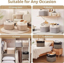 OIAHOMY 13 Kallax Inch Cube Storage Bins, 3-Pack Cotton Rope Woven Baskets for Organizing, Kallax Insert Storage Baskets for Shelves, Baby Nursery, Closet Organizer, 13*13*12.6IN, Grey & White by CozyNest Decor