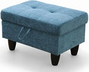 Ottoman Rectangular Storage Ottoman Bench, Flannel Footrest Stool Footstool with Lid for Living Room, Bedroom, Entryway, Light Blue, 28.5"x19"x17.5" by CozyNest Decor