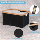 efluky Storage Baskets for Organizing, Fabric Storage Bins with Bamboo Handles, Collapsible Storage Baskets for Shelves and Closet (Black, 16.2'' x 13'' x 9.1'') by TinyTreasures Baby Boutique