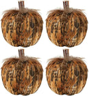 naturevibe 4.3 Inches Elegant Feathered Pumpkin Decor Set of 4 for Thanksgiving Decorations, Natural Feather Pumpkins as Fall Home Decor,Centerpieces for Tables or Autumn Harvest Gifts by CozyNest Decor