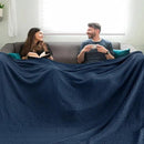 PHF Cooling Waffle Blanket California King Size, Lightweight 60% Rayon Derived from Bamboo & 40% Cotton Breathable Blanket for Hot Sleepers, Soft and Luxury for Bed Couch and Sofa, 110"x96", Navy Blue by CozyNest Decor
