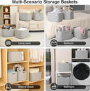 Storage Baskets for Organizing & Shelves, Woven Cotton Rope Organization Bins for Dog Toys, Clothes, Books, Nursery Organizer, 15" Lx11 Wx9.5 H, (4 Packs) Grey by CozyNest Decor