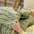WESHIONGOO Chunky Knit Blanket Throw 50"×60" Knitted Throw Blankets for Couch Bed Fluffy Soft Blanket with Jumbo Chenille Yarn Thick 100% Handmade (Sage Green) by CozyNest Decor