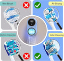 Toothbrush Holder and Cleaner for Bathroom Light Cleaning Fan Drying Round in Circle Automatic Rotating Cover Wall Mounted Smart Home Gadgets (02 Blue) by CozyNest Decor