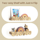 AELS Scalloped Nursery Bookshelf, Set of 4, Picture Ledge Shelf for Wall Decor, Woven Natural Water Hyacinth Floating Shelves for Books, Toys, Photo Frames, Nursery, Boho Modern Farmhouse Book Shelf by TinyTreasures Baby Boutique