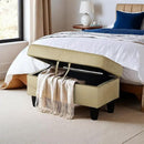 Ottoman Rectangular Storage Ottoman Bench, Flannel Footrest Stool Footstool with Lid for Living Room, Bedroom, Entryway, Light Brown, 28.5"x19"x17.5" by CozyNest Decor