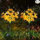 Neporal Solar Flowers Outdoor Waterproof IP65, 5-Head Snow Lotus with 20+ Flowers, Warm LED Light & 2 Lighting Modes, Decorative Solar Lights Outdoor Garden, Yard, Pathway, Flower Bed (2-Pack, Yellow) by GreenHaven Gardens