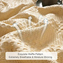 PHF Cooling Waffle Blanket Twin Size, Lightweight 60% Rayon Derived from Bamboo & 40% Cotton Breathable Blanket for Hot Sleepers, Soft and Luxury for Bed Couch and Sofa, 66"x90", Beige by CozyNest Decor