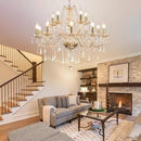 Modern Elegant 15 Lights K9 Crystal Glass Chandelier Golden Pendant Ceiling Lighting European Style for Dining Living Room Bedroom Transparent,15 E12 Bulbs Required by CozyNest Decor