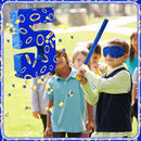 Number 5 Blue and Golden Rings Piñata for Kids Birthday Cartoon Theme Small Piñata with Blindfold Stick Confetti for Fiesta Cinco De Mayo Party Decor, 15.8 x 11 x 2.8 Inch by TinyTreasures Baby Boutique
