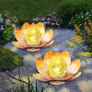 Garden Solar Light Outdoor(2Pack),Crackle Globe Glass Lotus Decoration, Waterproof Metal LED Flower Lights for Patio,Lawn,Walkway,Tabletop,Ground by CozyNest Decor