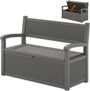 70 Gallon Outdoor Storage Bench Deck Box Lockable for Patio Furniture, Outdoor Porch Bench with Storage Waterproof for Cushions, Garden Tools and Pool Supplies, Grey by CozyNest Decor
