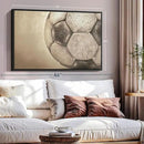 Elephant Stock Worn Soccer Ball Wall Art - Horizontal Framed Canvas - 1-Piece Living Room Wall Decor - Photography sports Canvas Print - Brown and Gray Decor for Wall - 37" X 25" by CozyNest Decor