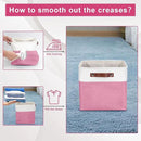 Collapsible Fabric Storage Cubes 11x11 Cube Storage Bins, 4 Pack Closet Baskets Box with Handles for Organizing, Shelf, Toys, Clothes, Home, Office, Nursery (Pink&White) by CozyNest Decor