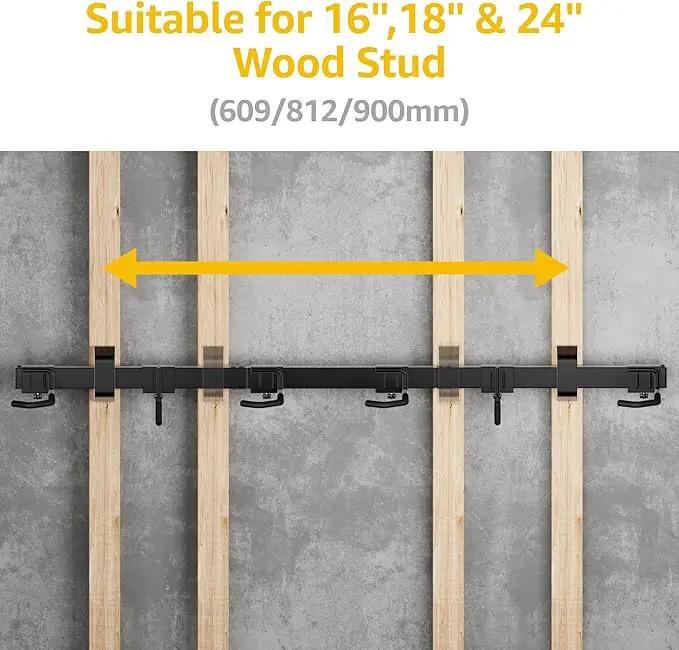 monTEK Enhanced Bike Storage Rack, Adjustable 4-Bike and 2-Helmet Hangers for Indoor Bike Storage, Customizable for Various Bike Sizes, Heavy-Duty Steel Bike Wall Mount, Max Load 265lbs, 48-in, photo 5 of 9