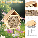 Mason Bee House for Garden, Natural Wooden Bee Habitat with Metal Ground Stake, Attracts Pollinators, Improve Garden Productivity, Outdoor Decoration by GreenHaven Gardens