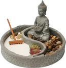 Nature's Mark Mini Zen Garden Kit for Desk with Lotus, Buddha Figures, Rake and Natural Sand River Rocks Table/Desk Décor Gift Set for Home and Office 6 x 6 Inches Round Base by GreenHaven Gardens
