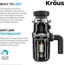 KRAUS WasteGuard 1/3 HP Ultra-Quiet Garbage Disposal with Quick Connect, Kitchen Sink Drain Cover, Power Cord and Flange Included, KWD100-33MBL by CozyNest Decor