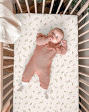 Bassinet Sheet for Baby Boy Girl 2 Pack, Fitted Sheets for Rectangle, Oval, Hourglass Bassinet Mattress, Muslin Moses Basket Sheets (Petal Leaf & Pink, Bassinet Sheet) by TinyTreasures Baby Boutique