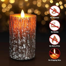 JOSU LED Flameless Candles Pine Bark Effect, Battery Operated Candles with Remote Control, LED Fake Candles, 4" 5" 6" Pack of 3, for Wedding Decor, Table Decor, Home Decoration Gifts (Pine Bark) by GreenHaven Gardens