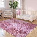 Living Room Rugs 6x9 Hot Pink Washable Area Rug, Abstract Modern Bedroom Rugs Non Slip Stain Resistant Neutral Large Carpet for Nursery, Dining, Kids Playroom, Dining Room, Office by TinyTreasures Baby Boutique