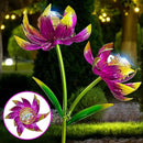 Solar Wind Spinner Outdoor, 63 Inch Metal Wind Spinner Yard Art with Lights - Twin Flower Design Pinwheels for Yard and Garden Decor, Solar Garden Decor by CozyNest Decor
