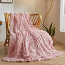 XeGe Plush Faux Fur Throw, Comfy 50x60 Fuzzy Blanket, Luxury Boho Lightweight Couch Blanket, Soft Fluffy Shaggy Lap Throw for Couch Bed Sofa Christmas Housewarming Gift Ombre Pink by CozyNest Decor