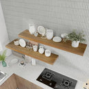 IAE Walnut Floating Wall Shelves 55 inch, Bathroom Shelves Wall Mounted,Invisible Shelves Floating Kitchen Shelves,Wooden Wall Shelves with Brackets for Living Room Wall Mounted,Easy Install,Set of 2 by CozyNest Decor