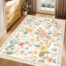 Floral 3x5 Area Rug Machine Washable Soft Print Boho Carpet Non Slip Doormat Low Pile Flower Area Rugs for Living Room Bedroom Nursery Kitchen Dining Room Indoor-Beige/White/Orange by TinyTreasures Baby Boutique