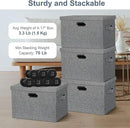 Large 17" 36 Quart Collapsible Stackable Storage Bins with Lids, 3 Packs Black and White Mix Linen Fabric Closet Boxes with Lids, Storage Cube Baskets Container Organizers (17x12x11) by CozyNest Decor