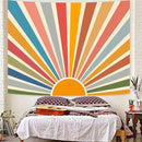 Kanuyee Boho Burning Sun Tapestry Wall Hanging, Retro 70s Abstract Vintage Geometric Rainbow Sunrise Tapestries for Bedroom Living Room Backdrop 60×80 inch by CozyNest Decor
