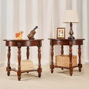 MODERION Solid Wood End Table with Drawer, Oval Sofa Side Table, Storage Shelf, Living Room Corner Table, Nightstand, 24”H Cherry Walnut CJZ1533WD-DR by CozyNest Decor