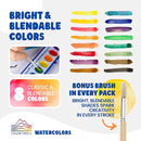 Color Swell Bulk 8 Color Watercolors with Wood Brushes - 4 Packs by TinyTreasures Baby Boutique