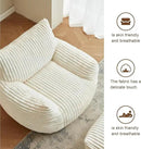 Premium Beige Bean Bag Chair for Adults with Armrest- Ultra Plush Memory Foam Lounge Sofa & Comfy Reading Nook Chair for Bedroom, Living Room & Dorm (White, Without Pedals) by CozyNest Decor
