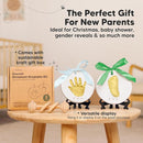 Baby Hand and Footprint Kit Girls, Boys - Personalized Baby Footprint Ornament Kit, Newborn Keepsake Gifts for New Mom, Easy to Use Handprint Makers, Cute Shower Gifts (Gold Paint, Cherish) by TinyTreasures Baby Boutique