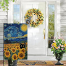 BLKWHT Summer Sunflower Cat Garden Flag 12x18 Vertical Double Sided Blue Sky Welcome Farmhouse Holiday Outside Decorations Burlap Yard Flag BW822 by GreenHaven Gardens